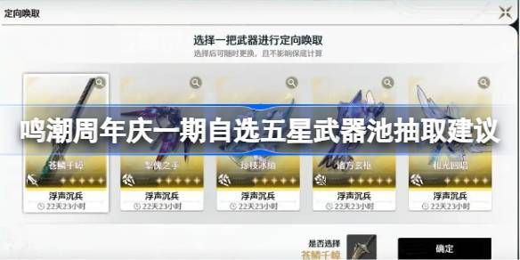 鸣潮周年庆一期自选五星武器池怎么抽 周年庆一期自选五星武器池抽取建议[多图]图片1